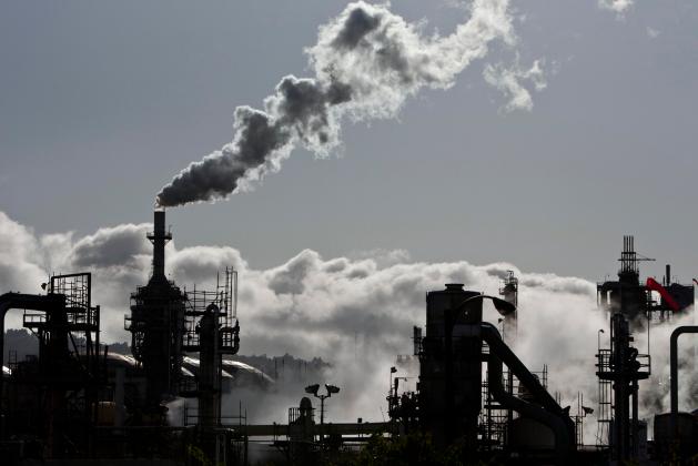 Smoke is released into the sky at the ConocoPhillips oil refinery in San Pedro in this file photo