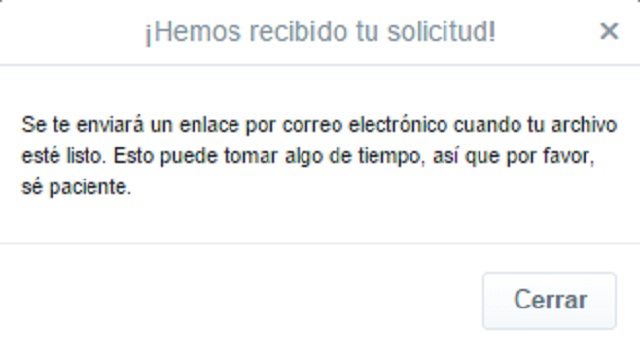 Mensaje de Twitter indicando que se enviará un enlace por correo electrónico.