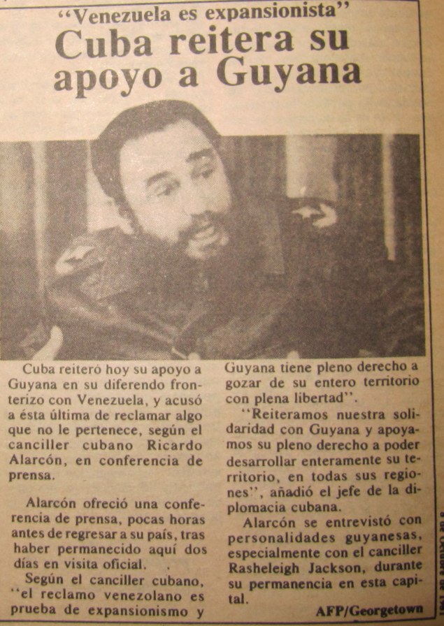 08-10-1981 Cuba reitera su apoyo a Guyana Venezuuela es expancionista