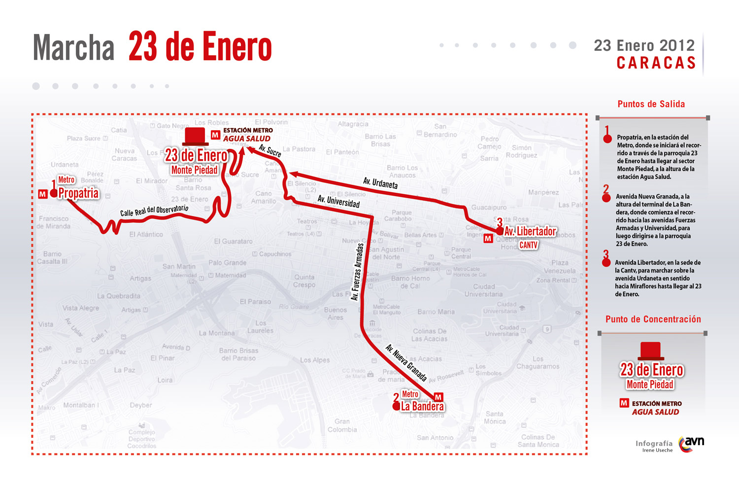 Conozca la ruta de la marcha oficialista este 23 de enero (+ Infografía)