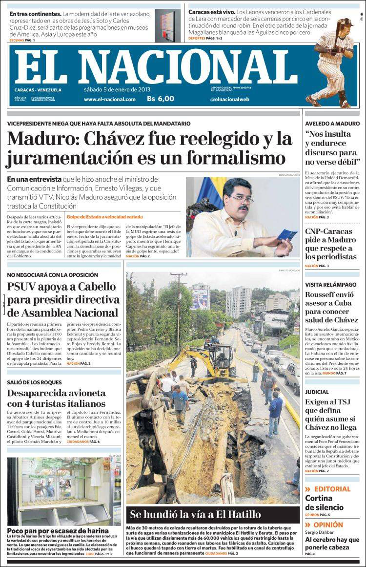 Portadas del sábado 5 de diciembre de 2013