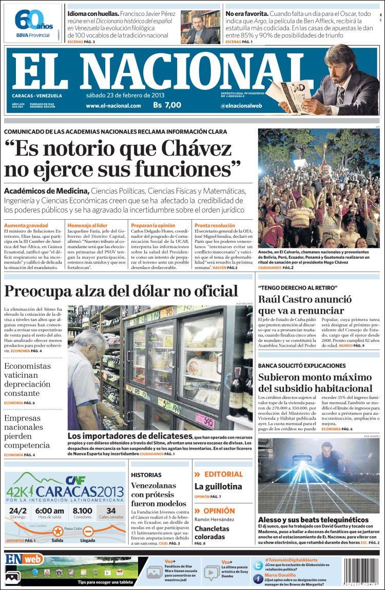 Portadas del sábado 23 de febrero de 2013