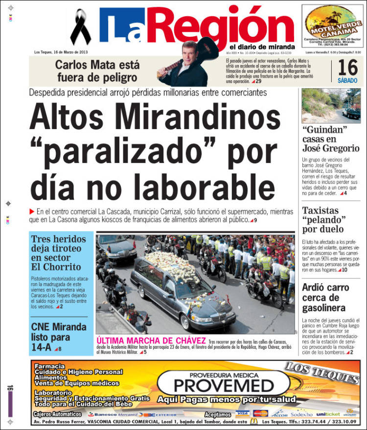 Portadas de este sábado 16 de marzo de 2013