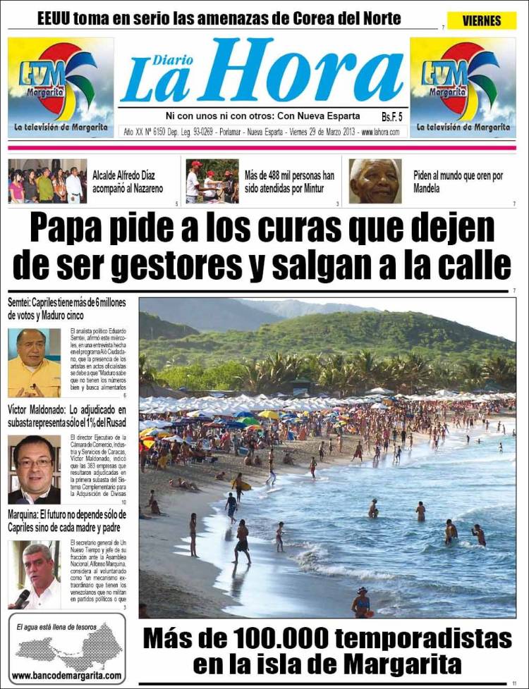 Portadas del domingo 29 de marzo de 2013