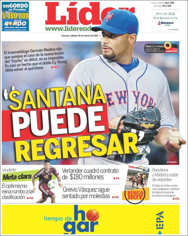 Portadas del sábado 30 de marzo de 2013