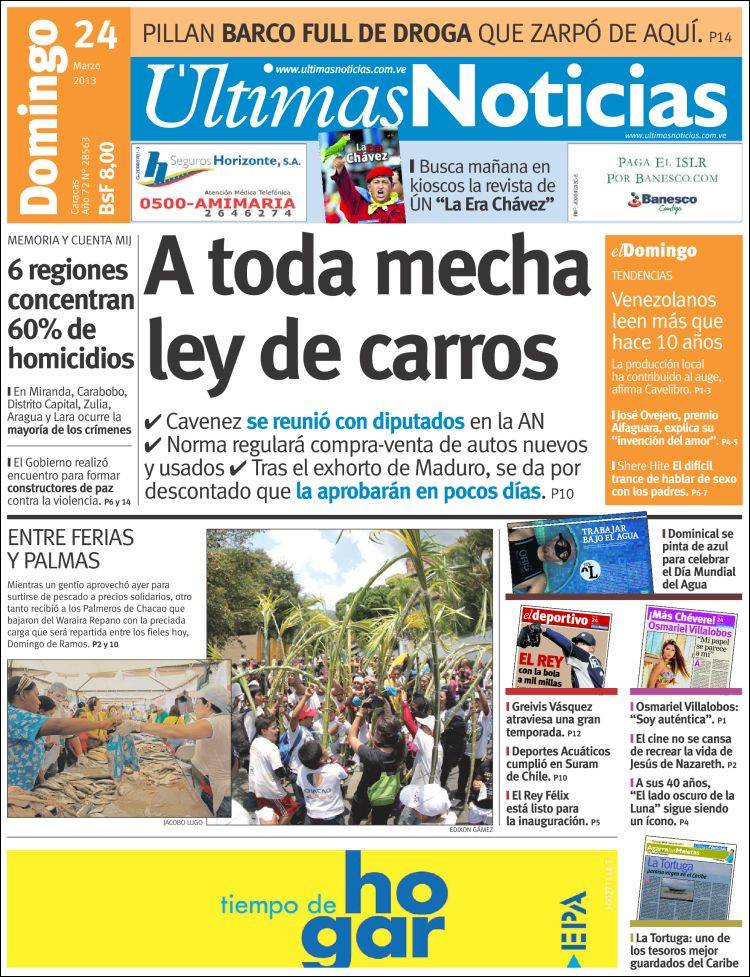 Portadas del domingo 24 de marzo de 2013