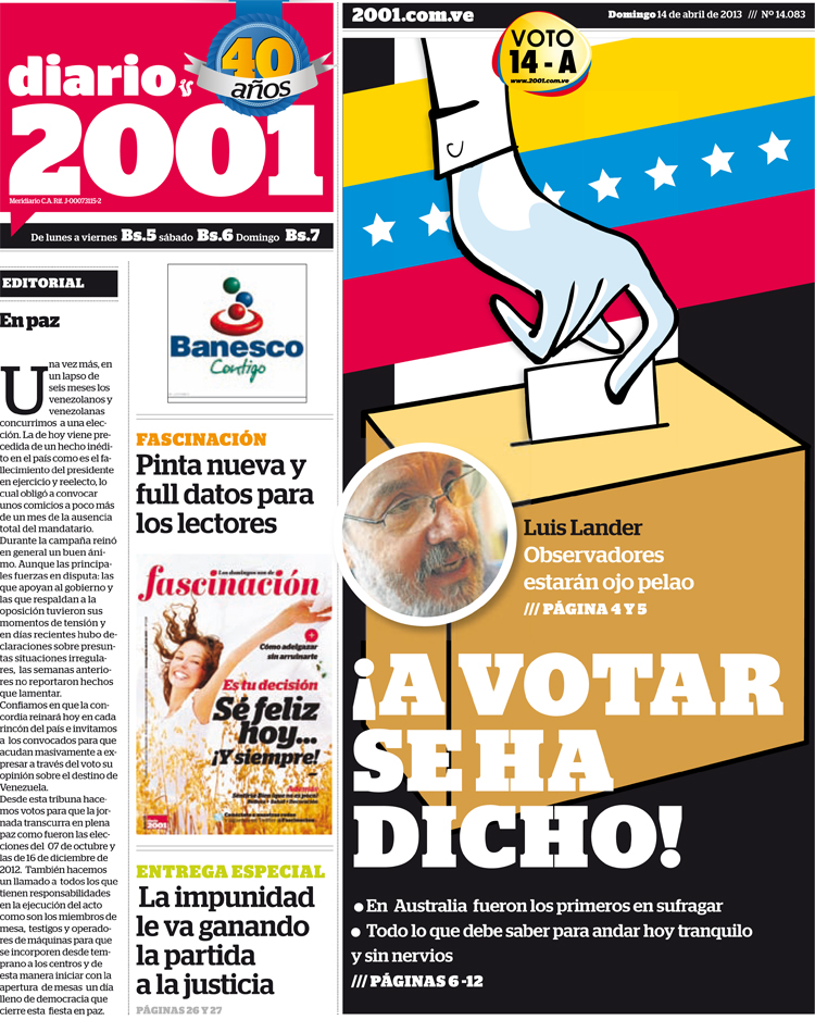 Portadas del domingo 14 de abril de 2013