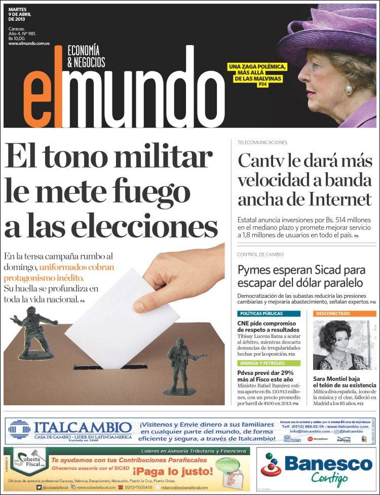 Portadas del martes 09 de abril de 2013