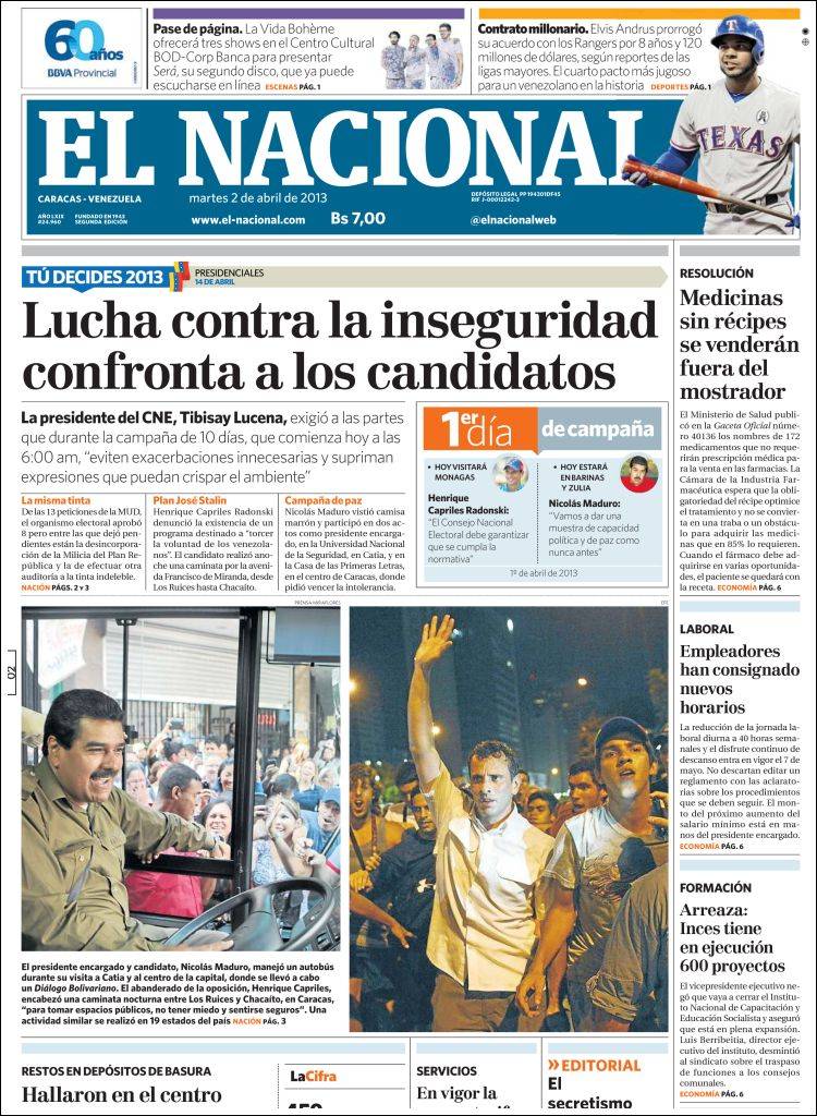 Portadas del martes 02 de abril de 2013