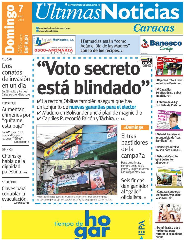 Portadas del domingo 07 de abril de 2013