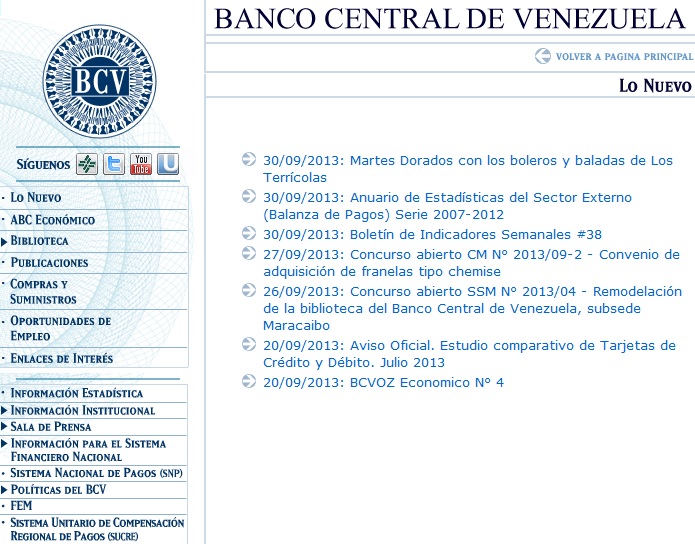 Esta es la última nota publicada en la página del BCV (Imagen)