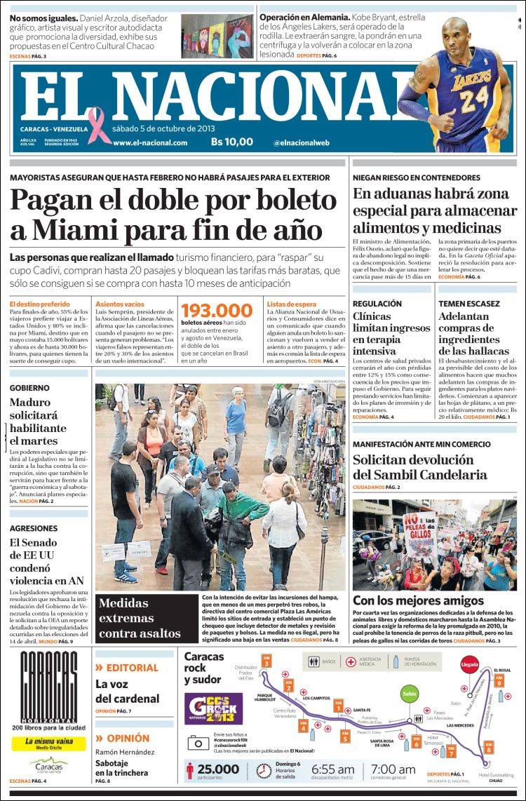 Portadas del sábado 05 de octubre de 2013