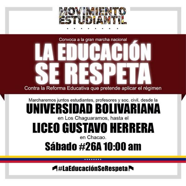 Movimiento Estudiantil convoca gran marcha: La educación se respeta