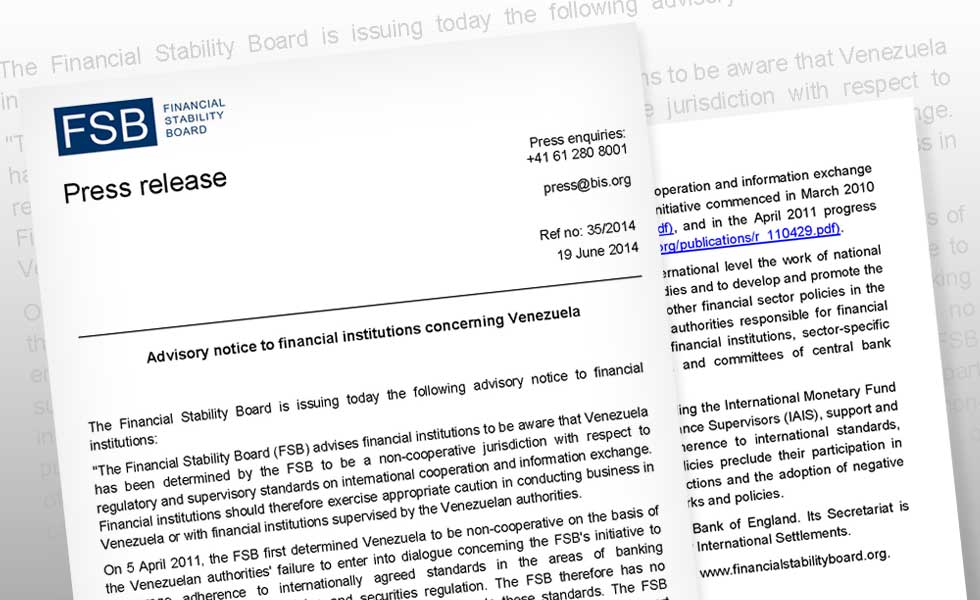 Advierten que las autoridades venezolanas no cooperan en materia de regulación y supervisión financiera