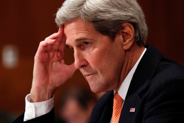 Secretary of State John Kerry prepares to testify at a Senate Appropriations State, Foreign Operations and Related Programs Subcommittee hearing