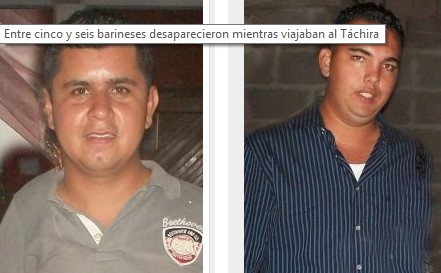 Desaparecieron jóvenes barineses mientras viajaban al Táchira