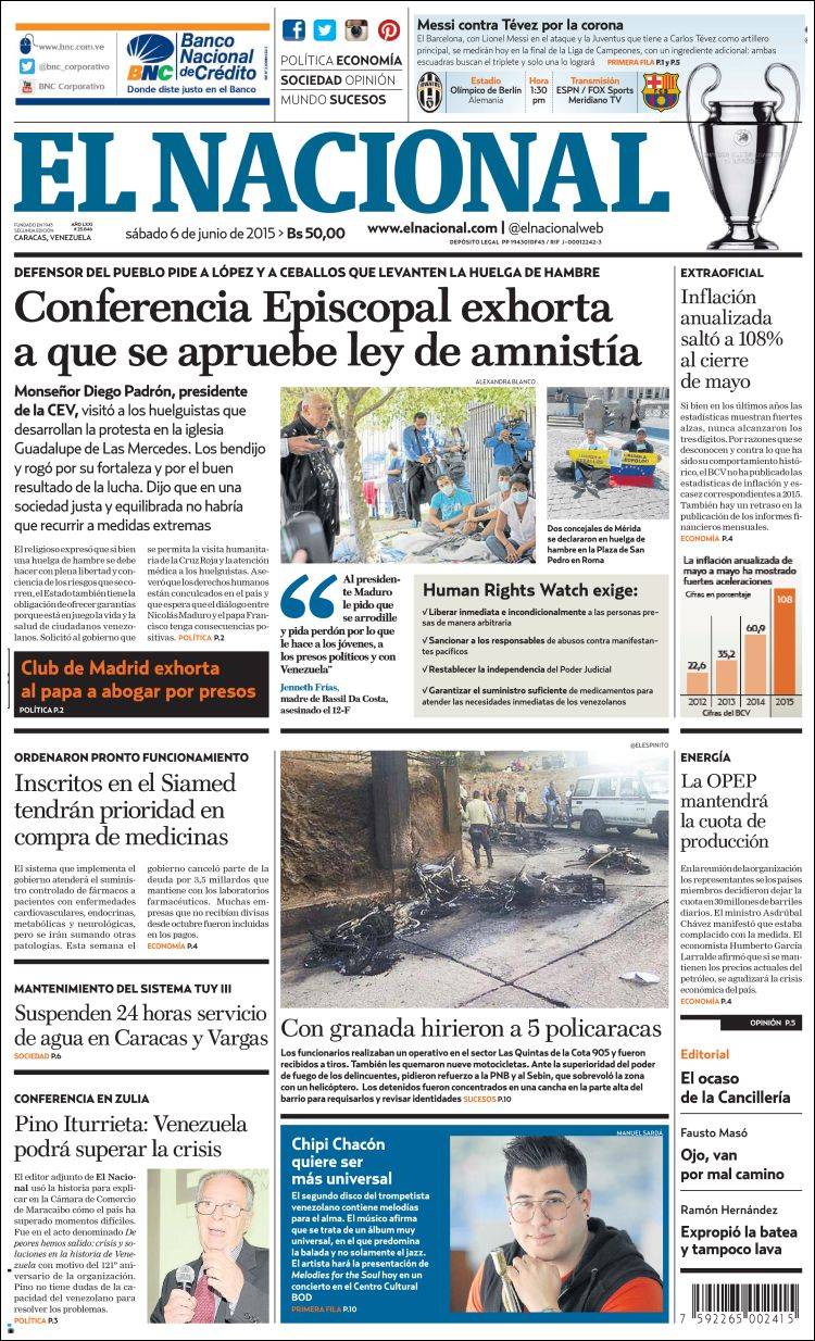 Portadas del sábado 06 de junio de 2015