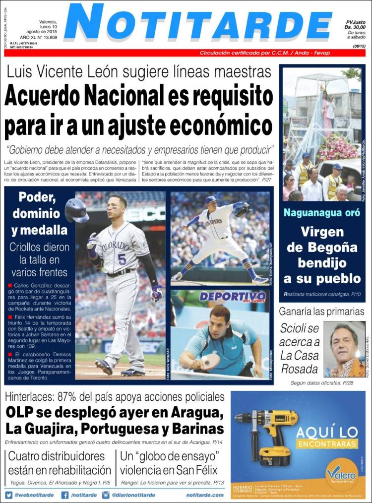 Portadas del lunes 10 de agosto de 2015