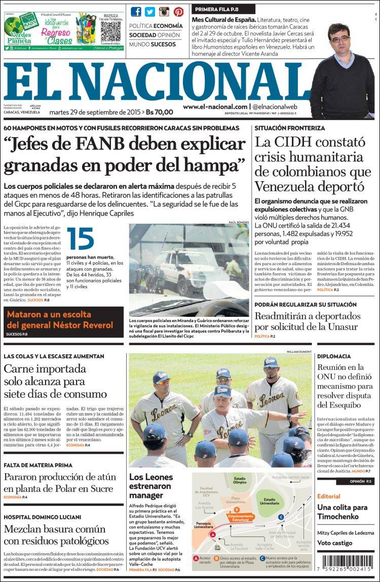 Portadas de este martes 29 de septiembre de 2015