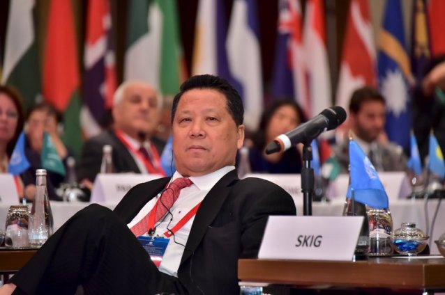 Foto: El presidente de Sun Kian IP Group Foundation, David Ng, en un foro en Macau, China, 25 de agosto de 2015. Las autoridades estadounidenses están investigando un supuesto esquema de sobornos que involucraría pagos a funcionarios de Naciones Unidas para obtener apoyo para desarrollos inmobiliarios en Macao, reportó el Wall Street Journal, citando a personas familiarizadas con el asunto / Reuters