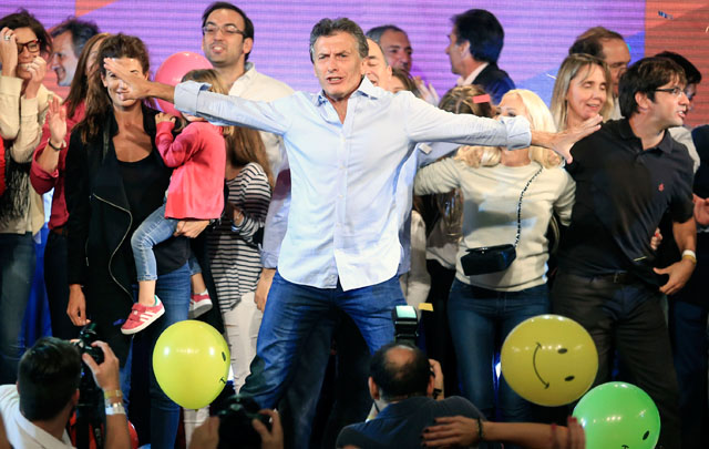 Un exultante Mauricio Macri festejó los resultados en su comando / Cadena 3