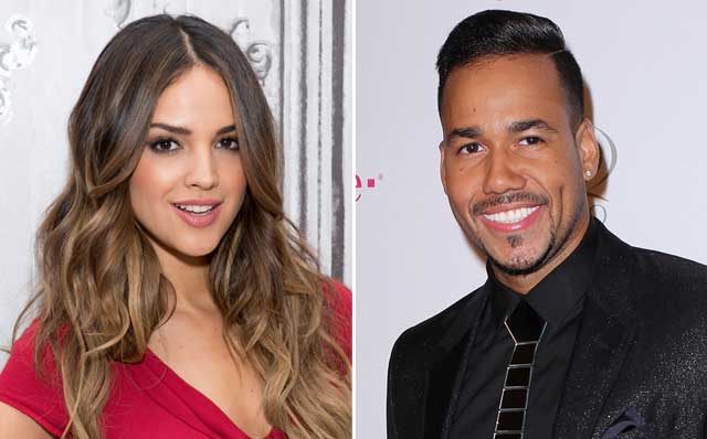 Eiza González y Romeo Santos.  Foto: Noam Galai/WireImage; John Parra/Getty Images