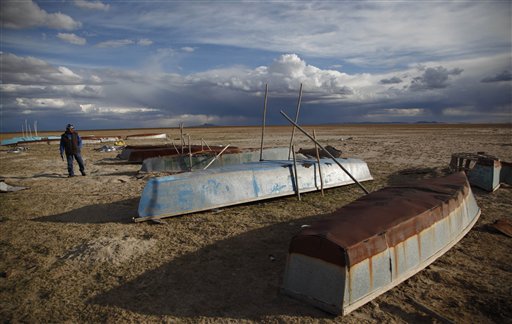 El lago de los Andes que se ha transformado en desierto (Fotos)