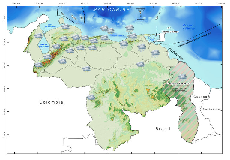 Lluvias débiles para este sábado en las regiones Zulia, Oriental, Sur y Andes