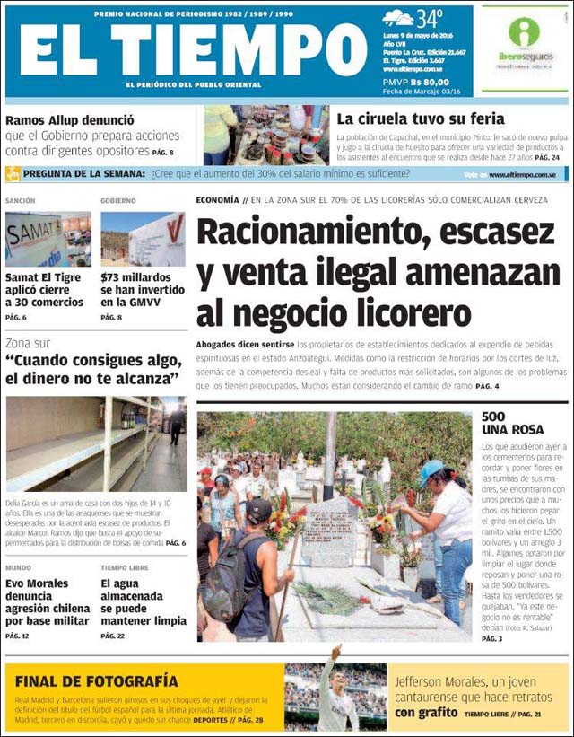 Portadas de este lunes 9 de mayo de 2016