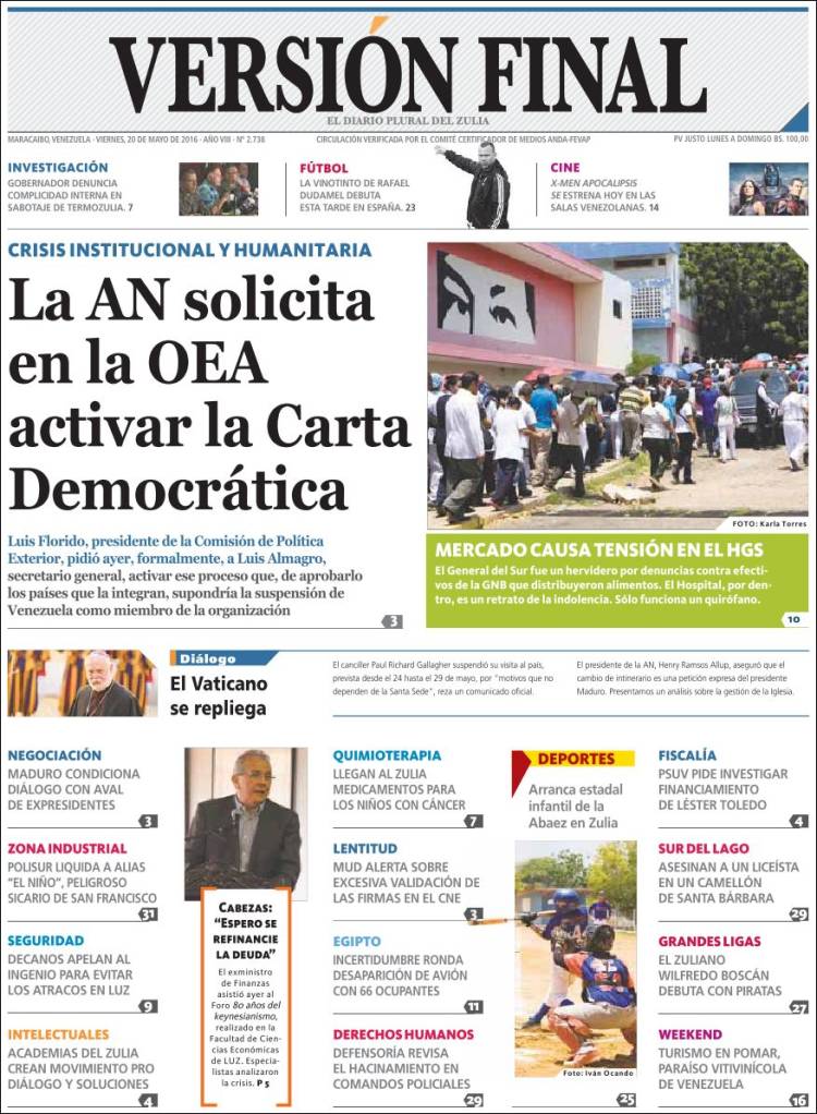 Portadas del viernes 20 de mayo de 2016