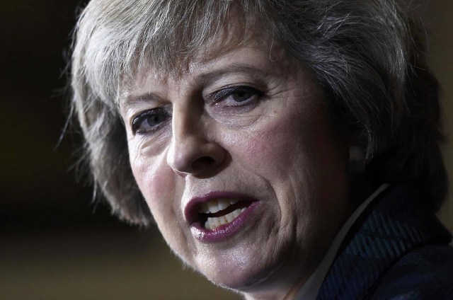 Britain's Home Secretary, Theresa May, delivers a speech at RUSI (Royal United Services Institute) in London, Britain June 30, 2016. REUTERS/Dylan Martinez