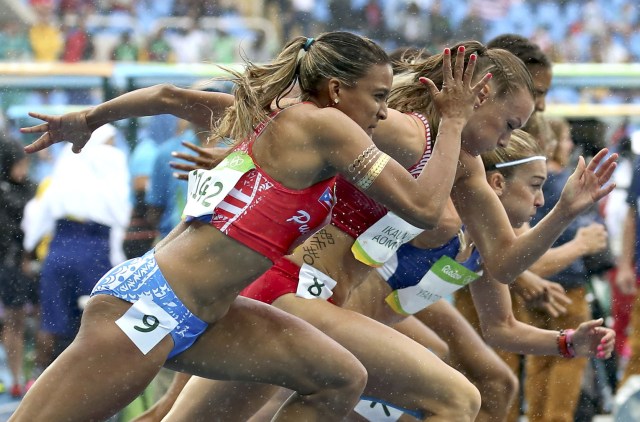 2016 Rio Olympics - Athletics - Women's Heptathlon 100m Hurdles - Olympic Stadium - Rio de Janeiro, Brazil - 12/08/2016. Alysbeth Felix (PUR) of Puerto Rico competes REUTERS/Gonzalo Fuentes FOR EDITORIAL USE ONLY. NOT FOR SALE FOR MARKETING OR ADVERTISING CAMPAIGNS.