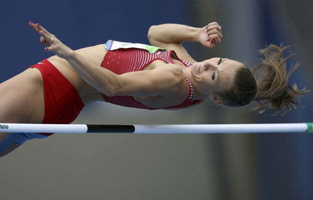 2016 Rio Olympics - Athletics - Women's Heptathlon High Jump - Groups - Olympic Stadium - Rio de Janeiro, Brazil - 12/08/2016. Laura Ikauniece-Admidina (LAT) of Latvia competes. REUTERS/Phil Noble FOR EDITORIAL USE ONLY. NOT FOR SALE FOR MARKETING OR ADVERTISING CAMPAIGNS.