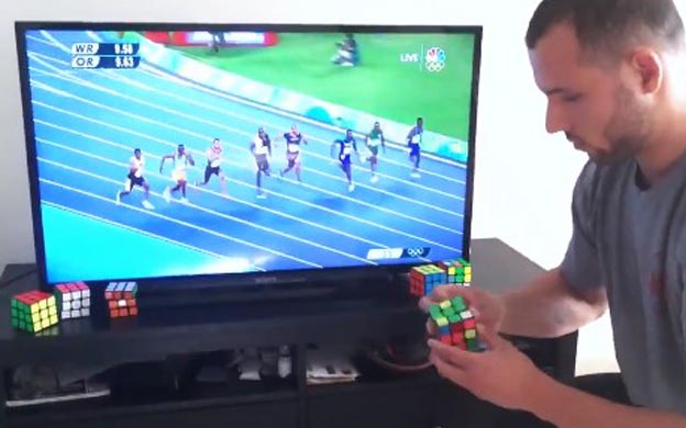 Arma un cubo rubik antes que Usain Bolt llegue a la meta