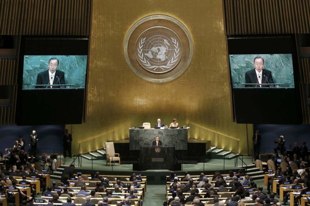 United Nations Secretary General Ban Ki-moon addresses the General Debate of the 71st Session of the United Nations General Assembly in the Manhattan borough of New York, U.S., September 20, 2016. REUTERS/Mike Segar