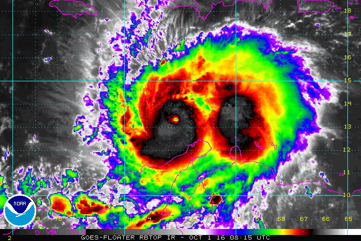 Este es el recorrido del Huracán Matthew por las costas de Venezuela y Colombia