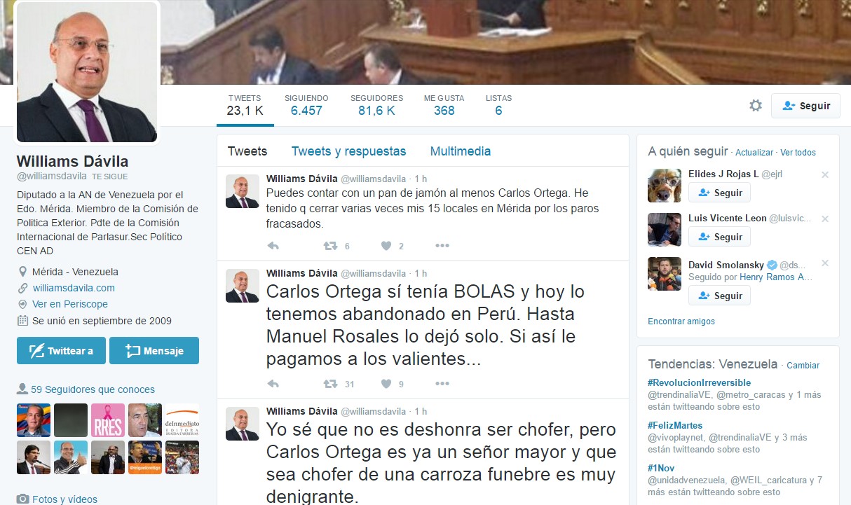 Lo agarraron de sopita: Hackearon de nuevo cuenta en Twitter de Williams Dávila