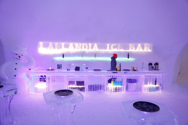 A barman waits for customers at the Arctice ice bar in the Santa Claus Village in the Arctic Circle near Rovaniemi, Finland, December 15, 2016. REUTERS/Pawel Kopczynski SEARCH "KOPCZYNSKI SANTA" FOR THIS STORY. SEARCH "THE WIDER IMAGE" FOR ALL STORIES