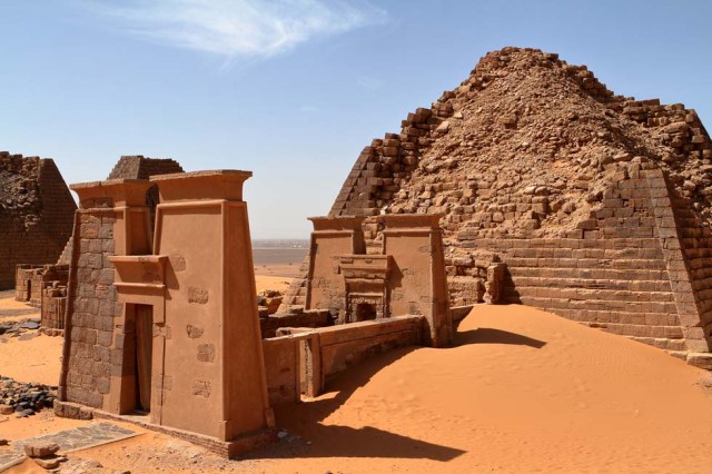 The pyramids of Meroe in the Sahara of Sudan