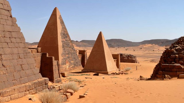 The pyramids of Meroe in the Sahara of Sudan