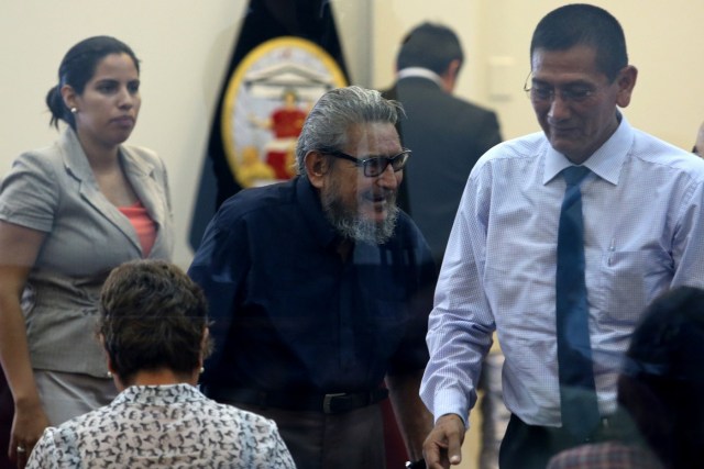 Former Shining Path leader Abimael Guzman attends trial at a high security naval prison in Lima February 28, 2017. REUTERS/Guadalupe Pardo