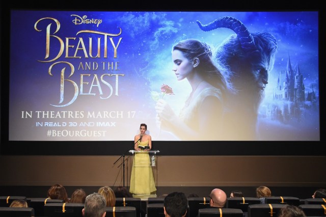 NEW YORK, NY - MARCH 13: Emma Watson, who stars as Belle in Disney's Beauty and the Beast, shares her love of books with children from The NY Film Society for Kids at Lincoln Center's Francesca Beale Theater on March 13, 2017 in New York City. Jamie McCarthy/Getty Images for Walt Disney Studios/AFP