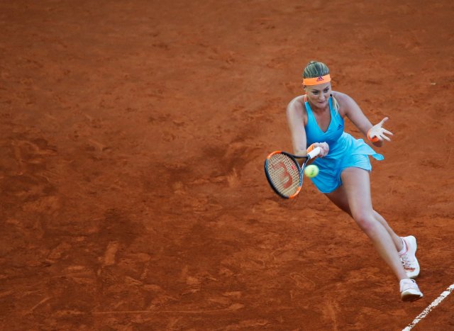 Tennis - WTA - Madrid Open - Women's Singles Semifinal - Svetlana Kuznetsova of Russia v Kristina Mladenovic of France - Madrid, Spain - 12/5/17 - Mladenovic returns the ball. REUTERS/Susana Vera