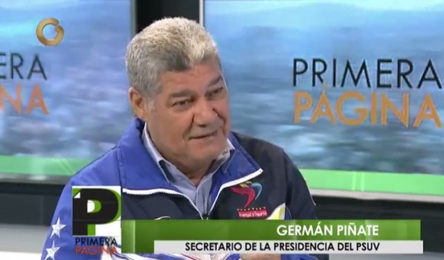 Germán Piñate, secretario de la presidencia del Psuv / Foto captura tv