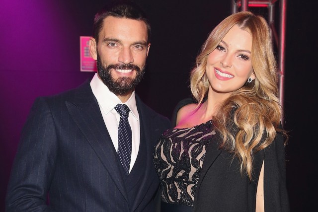 MEXICO CITY, MEXICO - OCTOBER 11:  Julian Gil and Marjorie de Sousa attend the second day of Mercedes-Benz Fashion Week Mexico Spring/Summer 2017 at Maria Isabel Sheraton hotel on October 11, 2016 in Mexico City, Mexico.  (Photo by Victor Chavez/WireImage)