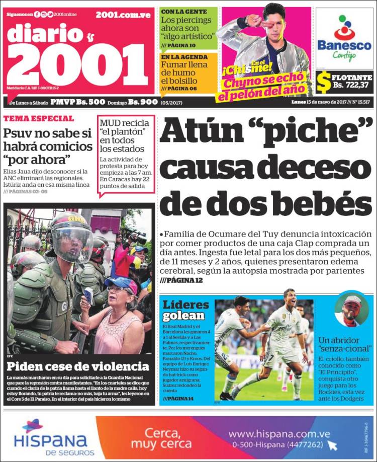 Portadas de este lunes 15 de mayo de 2017