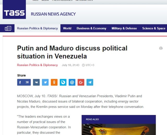 PutinMaduroConversacion10JUL2017TASS