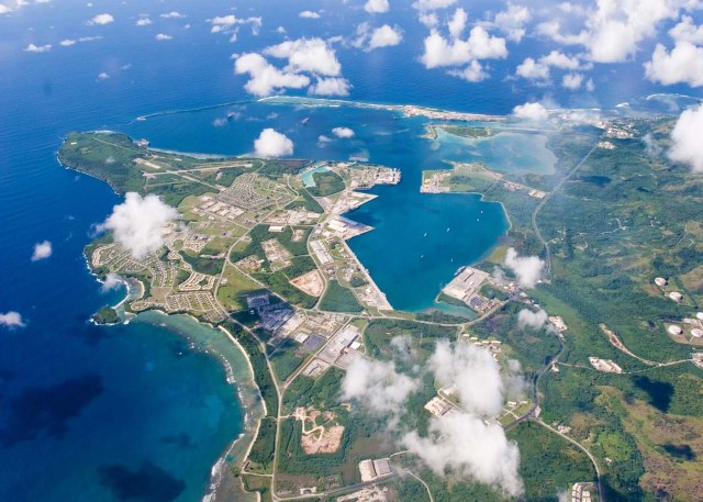 FILE PHOTO: An aerial view of U.S. Naval Base Guam September 20, 2006.  U.S. Navy/Handout/File Photo via REUTERS. ATTENTION EDITORS - THIS IMAGE WAS PROVIDED BY A THIRD PARTY.