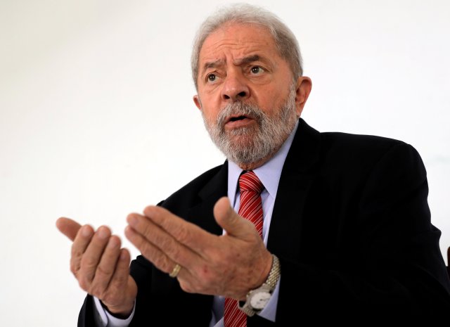 FILE PHOTO: Former Brazil's President Luiz Inacio Lula da Silva gives an interview for Reuters in the northeastern city of Penedo in Alagoas, Brazil August 23, 2017. REUTERS/Paulo Whitaker/File Photo