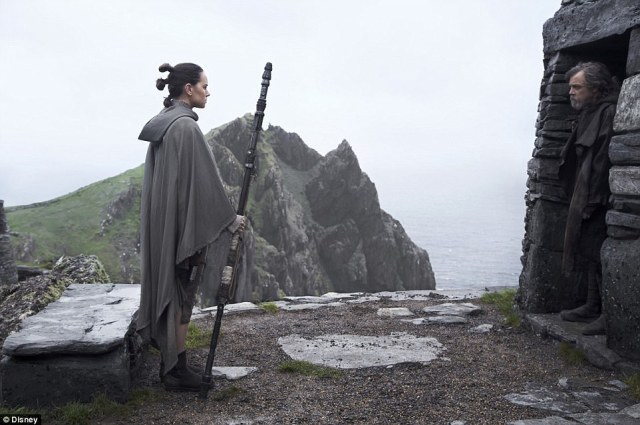 The fight of her life lays ahead_ Daisy Ridley as Rey, seen here on Skellig Michael in Ireland with Mark Hamill's Luke Skywalker